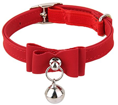 Verstellbares Samthalsband für Katzen und Kätzchen, mit Glöckchen, Rot