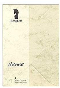 Rössler 220720506 - Coloretti Briefumschläge, 80 g/m², DIN B6, chamois marmora, 5 Stück