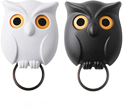 2 STÜCKE Eulen-Schlüsselhaken, magnetische Eulen-Schlüsselringhalter, niedliche Eulen-Wandhaken, automatisches Öffnen und Schließen der Augen, Schlüsselanhängerhalter, reative Schlüsselhaken