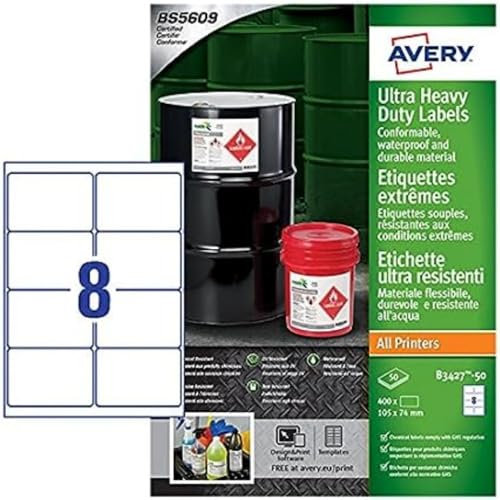 Avery Ultra HD Labels B3427-50 8 per sheet PK400