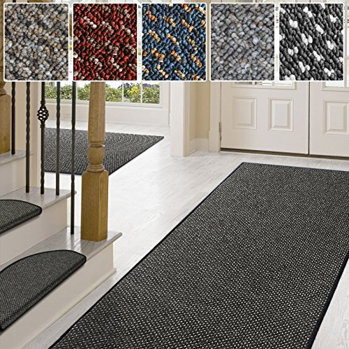 casa pura Teppich Läufer in zahlreichen Größen | Anthrazit, gepunktet | Qualitätsprodukt aus Deutschland | Teppichläufer mit GUT Siegel | Küchenläufer, Flurläufer (66x275 cm)