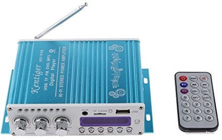 WINGONEER Mini Bluetooth estéreo de Alta fidelidad de Audio Amplificador AMP Bass Booster MP4 12V de la Ayuda FM / MP3 / TF/USB/DVD para Coche de la Motocicleta del Coche automático de CD DVD