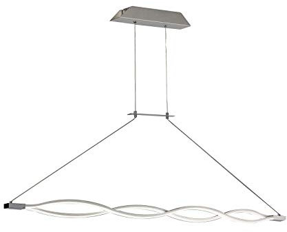 Mantra Iluminación. Modelo SAHARA. Lámpara de techo colgante con luz regulable de 114 cm fabricado en aluminio, acero y acrílico acabado en color plata y cromo. Altura regulable
