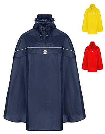 HOCK Fahrrad Regenponcho mit Kapuze inkl. Sichtfenster - Fahrradponcho Wasserdicht mit Reflektoren - Herren Damen Regenschutz - optimales Regencape zum Mitnehmen für alle Biker - Blau - L