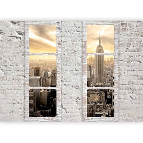 murando - Fototapete Vlies Fenster nach New, 400x280 cm, Schlafzimmer | Full HD Druck, 3D-Effekt, lichtbeständige Farben, ideal fürs Wohn- oder Schlafzimmer, schnelle Montage, lichtbeständig, edel