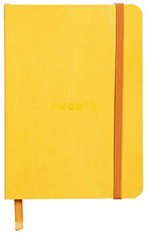RHODIA 117316C - Jonquille Soft Notebook - A6 - Lined - 144 pages - Clairefontaine Ivory Paper 90 g/m - Bookmark, Elastic Closure - Faux Leather Cover - Rhodiarama Collection