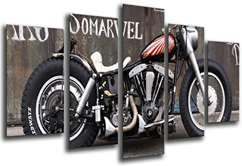 Cuadros Camara Wandbild - Bild Motorrad Harley Davidson, Motorrad Antigua Vintage, 165 x 62 cm, Holzdruck - XXL Format - Kunstdruck, 26552