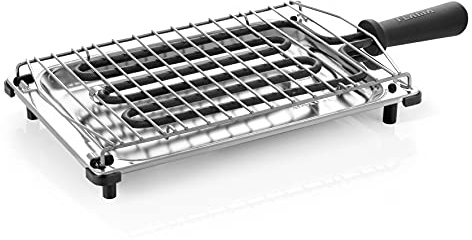 Flama Barbacoa 422FL, 2000W, Bandeja Inferior de Acero Inoxidable, Superficie de cóccion 340 x 290 mm, Desmontable, Resistencia Extraíble