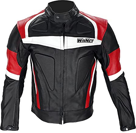 WinNet giacca giubbotto da per moto in pelle con protezioni OMOLOGATE C