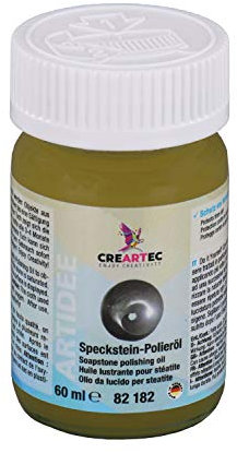Creartec - Speckstein-Politur im 60 ml Glas, Polieröl, lösungsmittelfrei und farblos, zum Polieren von Speckstein, für einen schönen Mattglanz