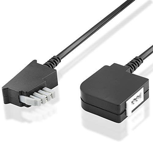 BestPlug 10 Meter Universal Fax-Kabel Verlängerung, TAE-N Stecker männlich auf TAE-N Buchse Kupplung weiblich, Schwarz
