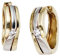 Jobo Damen-Creolen aus 8 Karat 333 Gold Bicolor mit 2 Zirkonia 15 mm