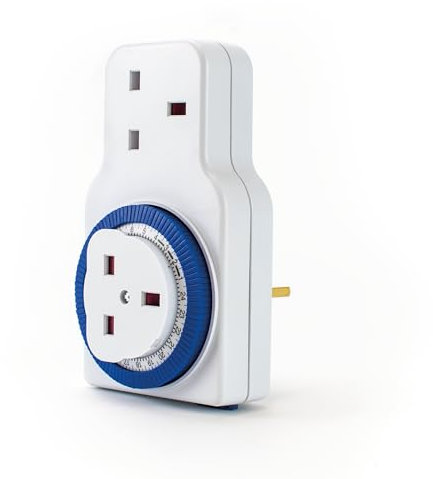 STATUS Timer Switch | 24 Hour Segment Timer Light Switch | White UK Plug | Separate Socket | S24HRSQT1WS1PK4