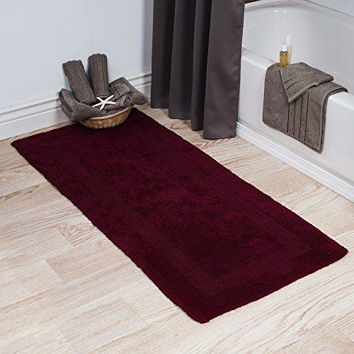 Lavish Home Reversible Long Bath Mat, Burgundy, 60” x 24”