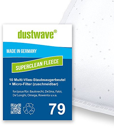Dustwave® Lot de 10 sacs d'aspirateur pour aspirateur traîneau Calor Opus 1300 - Fabriqué en Allemagne + micro-filtre inclus