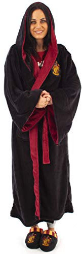 Groovy Uk Women's Groovy-gryffindor Women's Bathrobe, Black/Burgundy, One Size UK