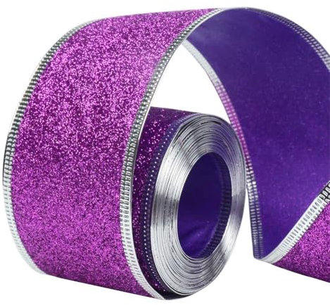 33Ft/10Meters Purple Glitter Christmas Ribbon Wreath Present Weeding Arts Crafts Gift Wrapping