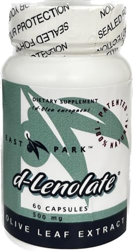 East Park Olive Leaf Extract (OLE) Super Strength d-Lenolate 500mg | 18% or More Oleuropein Immune System Booster | 60 Vegetarian Capsules (Non-GMO)