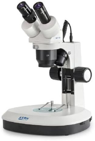 KERN Optics Stereomikroskop für Schule, Ausbildungsstätte, Werkstatt und Labor, Binokular Tubus, 2x/4x Objektiv, Säule
