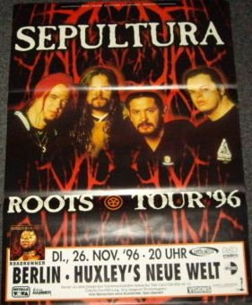 Sepultura Roots Tour 1996 Poster, 50 x 70 cm