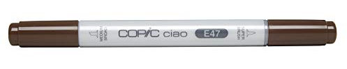 COPIC Ciao Marker Typ E - 47, Dark Brown, vielseitiger Layoutmarker, mit einer mittelbreiten und einer Brush-Spitze