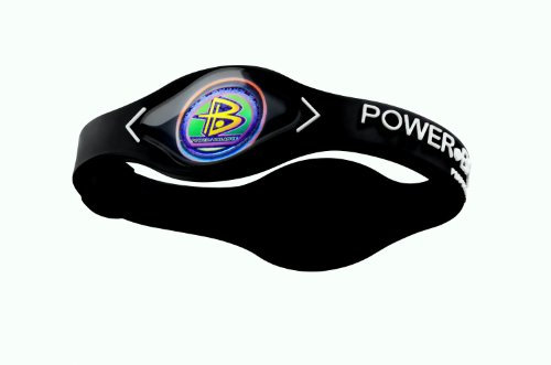 Original: Power Balance Silikon Armband schwarz weiße Schrift - M ( 19 cm )