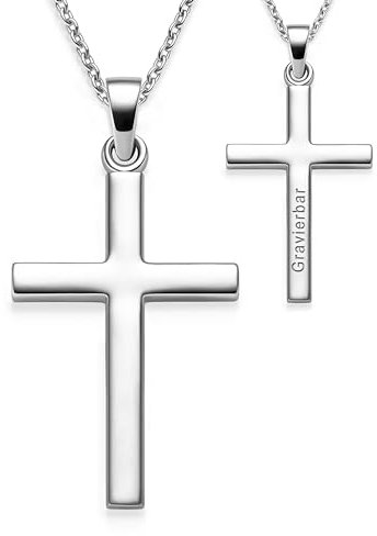 Kreuz Kette Mädchen Jungen Kommunion Silber 925 | Kreuzanhänger Halskette | Kinderschmuck Erstkommunion Taufgeschenk Konfirmation Firmung Geburt Taufe | Silberkette Kreuzkette Taufkette Kinderkette