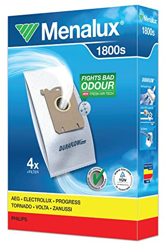 Menalux 1800 5 Staubbeutel (Synthetik Staubbeutel, hohe Saugleistung & Filtration, Hygieneverschluss, Anti-Geruch, neutralisiert Gerüche, reißfest, +50% Lebensdauer, weiß)