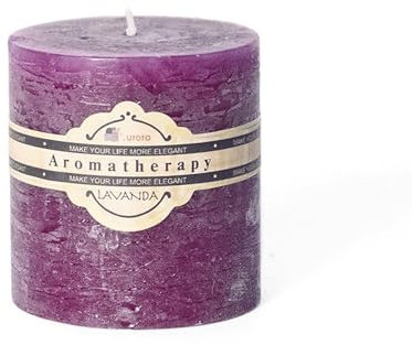 Vela de Aurora Silvia Cirio Rugoso, Cera, Morado, 7x7x7,5 cm - Lavanda