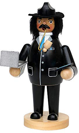 Wunderschöner und detailgetreuer Räuchermann als Geschäftsmann mit Handy und Laptop, ca. 20 cm