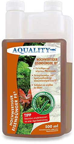 AQUALITY Aquarium Eisendünger FE² (Enthält den wichtigen und unentbehrlichen Pflanzennährstoff Eisen FE² - sattgrüner Pflanzenwuchs), Inhalt:0.5 Liter