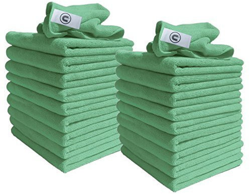 DCS Microfibre Cleaning Cloth, Green, Pack of 20, Large Size: 40x40cm. Super Soft Premium Streak Free Washable Cloth Duster for Kitchen, Bathrooms, Surfaces, Mirrors, Car, Motorbike