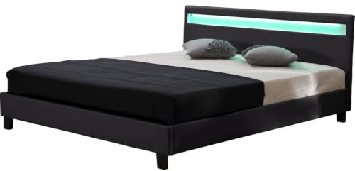 habitat et jardin Bett mit LED Maria - 140 x 190 cm - Schwarz