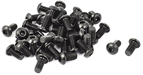 uxcell M6x12mm Button Head Hex Socket Cap Screw Bolt Black 50pcs