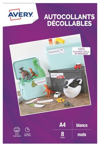 Avery Selbstklebendes Set mit 8 Stück, gebrochenes Weiß
