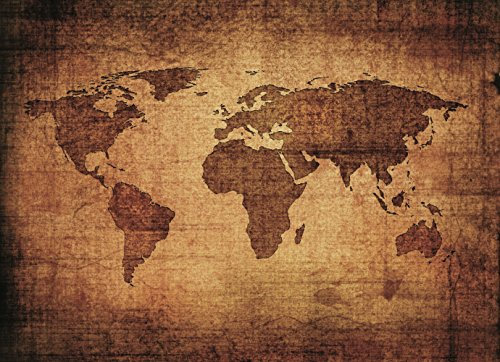 time4art ANTIKE ALTE Weltkarte Karte Print Canvas Bild auf Keilrahmen Leinwand Verschiedene Größen (120x80cm)