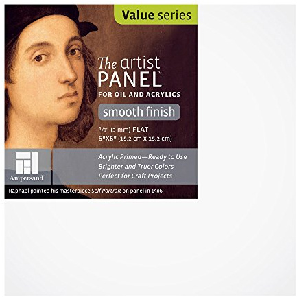Ampersand Artist Panel Primed Smooth Surface for Painting and Mixed-Media, 1/8 Inch Depth, 6X6 Inch (APS0606)