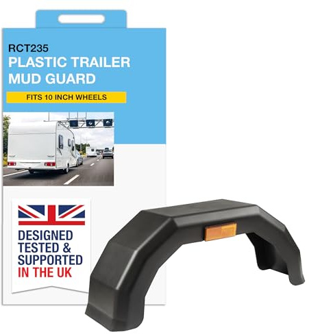 RING Plastic Trailer Mud Guard with Amber Reflectors, 10 Inch Wheels