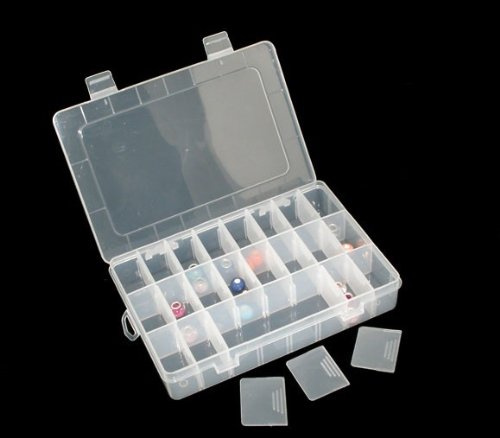 CKB Ltd Clear Storage Box with 24 Compartment Bead Craft Hobby Display Craft Display Case 19.5 x13cm Compact