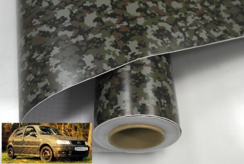 Könighaus (15,13€/m2) Woodland Digital Camo 100 x 152 cm blasenfrei mit Anleitung (Camouflage Autofolie)
