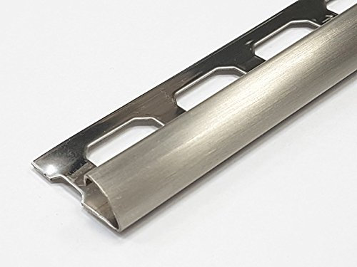 5 Schienen a) 2,50m = 12,5 lfdm. Edelstahlschiene V2A Rundprofil gebürstet 11 mm Viertelkreis Fliesenschiene