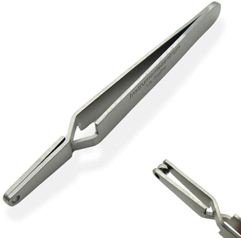 Kugelhalterpinzette F1 - für Kugeln ab 4 mm - selbsthaltend, Länge 11 cm - Piercing Kugel Aufdreher - Piercing Zange