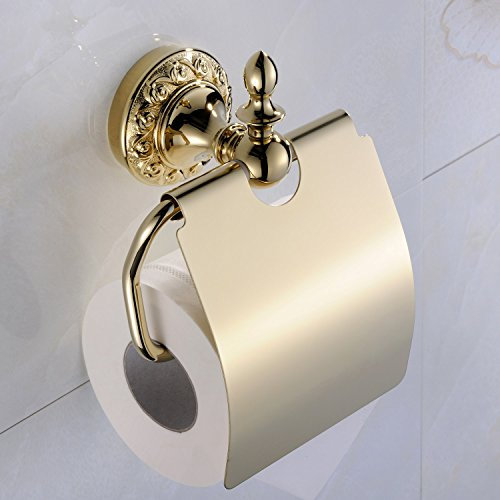 Weare Home Porte Papier Toilette Rouleau en Laiton Fixation Murale Finition Ti-PVD Or Européen de Luxe Simple Contemporain Moderne
