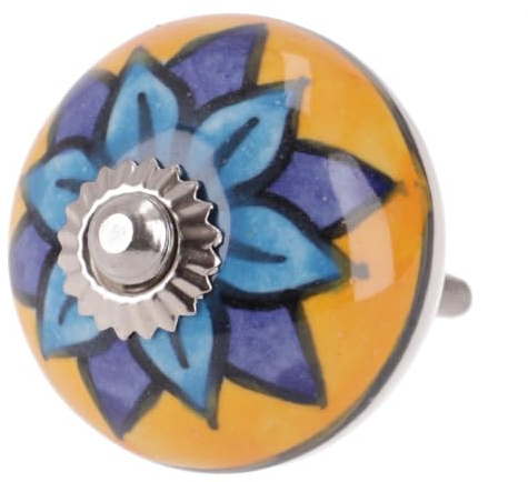 Keramik Möbelknopf, Möbelgriff, Schranktürknöpfe, handbemalt, Modell 83 | Durchmesser 3 cm, Gewinde M5, 4 cm lang, ideal für Schubladen.