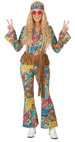 Smiffys Damen-Hippiekostüm mit Haarband bunt - M