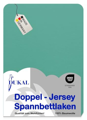 Dukal | Topper Spannbettlaken | max. Höhe 10 cm | 90x200 – 100x200 cm | aus hochwertigem DOPPEL-Jersey | 100% Baumwolle | Farbe: jade