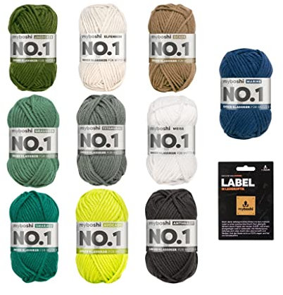 myboshi Waldnymphe Wollpaket, winterliches Wollpaket, No.1 Wolle, Label, 10 Knäuel x 50g, Lauflänge 55m, Waldnymphe 10 Knäuel