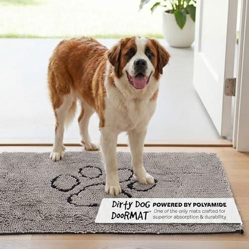 Dog Gone Smart Dirty Dog Microfiber Doormat, Super Absorbent Machine Washable with Non-Slip Backing, XL, Grey