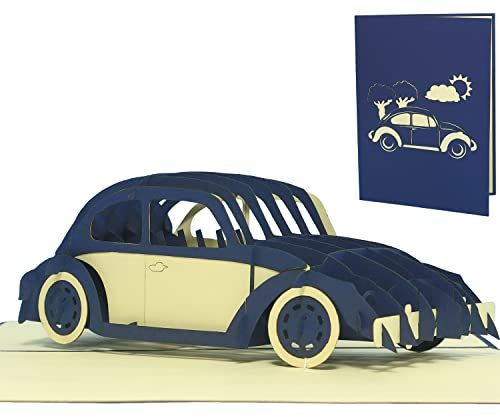 LIN17320, POP UP 3D Grußkarten Auto, Geburtstagskarten Führerschein Gutschein Auto Käfer, N215
