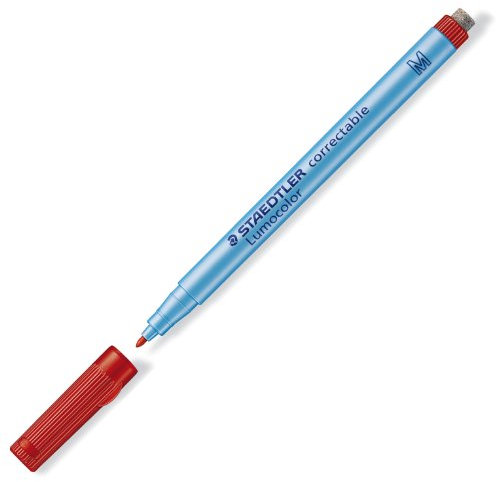 STAEDTLER 305 M-2 Lumocolor correctable Folienstift M-Spitze, circa 1.0 mm, 10 Stück im Kartonetui, rot